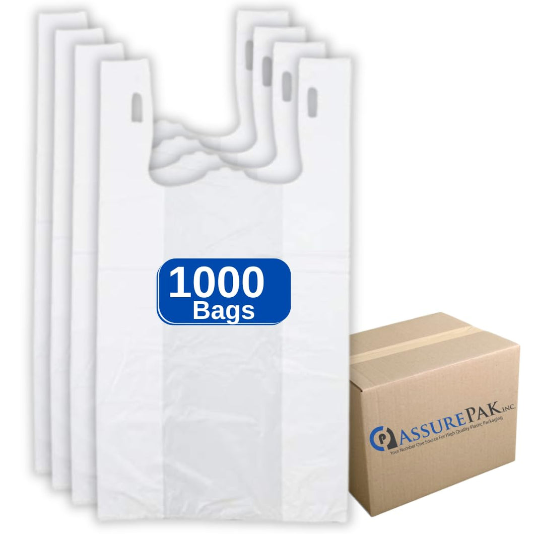 ASSUREPAK INC. - Easy Open - White Unprinted HDPE T-Shirt Bags - 1/6 BBL 11.5