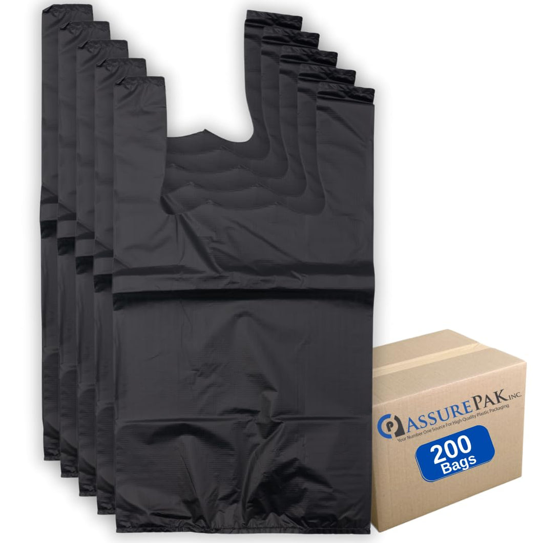 ASSUREPAK INC. - Black Unprinted HDPE T-Shirt Bags - 1/8 BBL 10