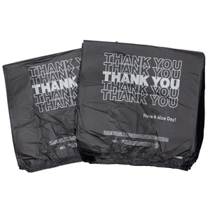 ASSUREPAK INC. - Black Printed HDPE T-Shirt Bags - 1/6 BBL 11.5"X6"X21" - 800 Bags - 13 microns - Black - 208015STY