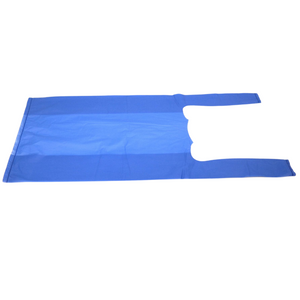 Colored Unprinted HDPE T-Shirt Bags - 1/10 BBL 8"X4"X15" - 1500 Bags - 14 microns - Blue - BLUE8415110BBL - AssurePak