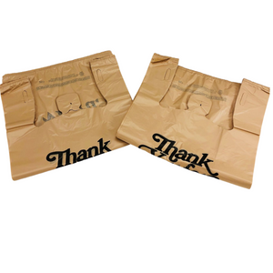 ASSUREPAK INC. - Beige Kraft Color Thank You HDPE T-Shirt Bags - 1/6 BBL 11.5"X6"X21" - 600 Bags - 18 microns - Beige - BGE161222-EO