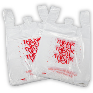 ASSUREPAK INC. - Easy Open - White 'Thank You' HDPE T-Shirt Bags - 1/6 BBL 11.5"X6"X21" - 500 Bags - 13 microns - White - 10015P500-EO