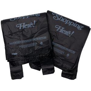 ASSUREPAK INC. - Black Printed HDPE Liquor T-Shirt Bags - 6"X4"X15" - 2000 Bags - 16 microns - Black - 6415HDBWP