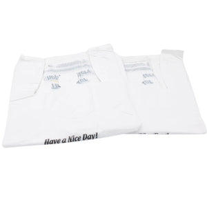 ASSUREPAK INC. - Easy Open - White Happy Face/Smiley Face HDPE T-Shirt Bags - Full Size - 1/6 BBL 12"X7"X22" - 400 Bags - 15 microns - White - HF1272215M-EO