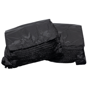 Black Unprinted HDPE T-Shirt Bags - 1/10 BBL 8"X4"X15" - 1500 Bags - 14 microns - Black - 20040 - AssurePak