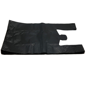 ASSUREPAK INC. - Easy Open - Black Unprinted HDPE T-Shirt Bags - 1/6 BBL 11.5"X6"X21" - 150 Bags - 30 microns - Black - BLK616EHD30M-EO