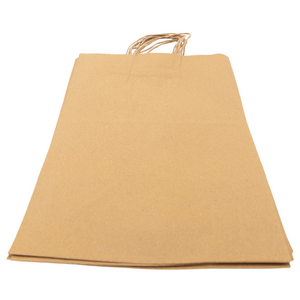 Paper Bags - Handle Bags - Kraft Color - 12"x9"x16" - 200 Bags - 74 LB Weight basis (110 GSM strong) Twisted Handle - Kraft/Natural - 12916NKPAPTHDL - AssurePak