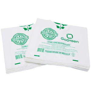 ASSUREPAK INC. - White Reusable/Eco-Friendly LDPE T-Shirt - 1/6 BBL 11.5"X6.5"X21" - 150 Bags - 101 Micron (4.0 mil) - White - WHLD40REC4MREU1221