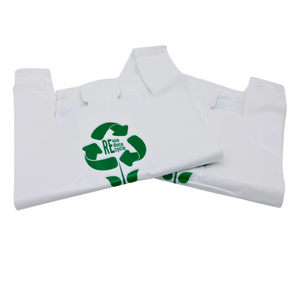 ASSUREPAK INC. - White Reusable/Eco-Friendly LDPE T-Shirt - 1/5 BBL 13"X9"X23" - 150 Bags - 57 Micron (2.25 mil) - White - WHLD40REC225REUSE1323
