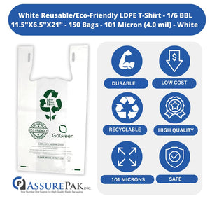 Easy Open - 700 Bags - White Happy Face/Smiley Face HDPE T-Shirt Bags - 1/8 BBL 10
