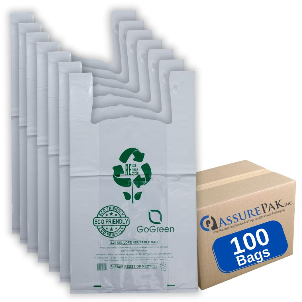 ASSUREPAK INC. - White Reusable/Eco-Friendly LDPE T-Shirt - Jumbo 17