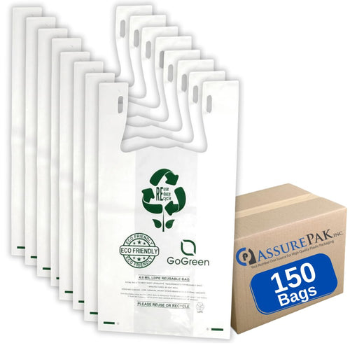 ASSUREPAK INC. - White Reusable/Eco-Friendly LDPE T-Shirt - 1/6 BBL 11.5