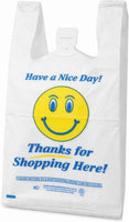 ASSUREPAK INC. - Easy Open - White Happy Face/Smiley Face HDPE T-Shirt Bags - 1/8 BBL 10