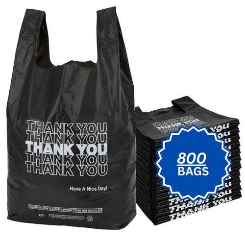 ASSUREPAK INC. - Easy Open - Black Printed HDPE T-Shirt Bags - 1/6 BBL 11.5