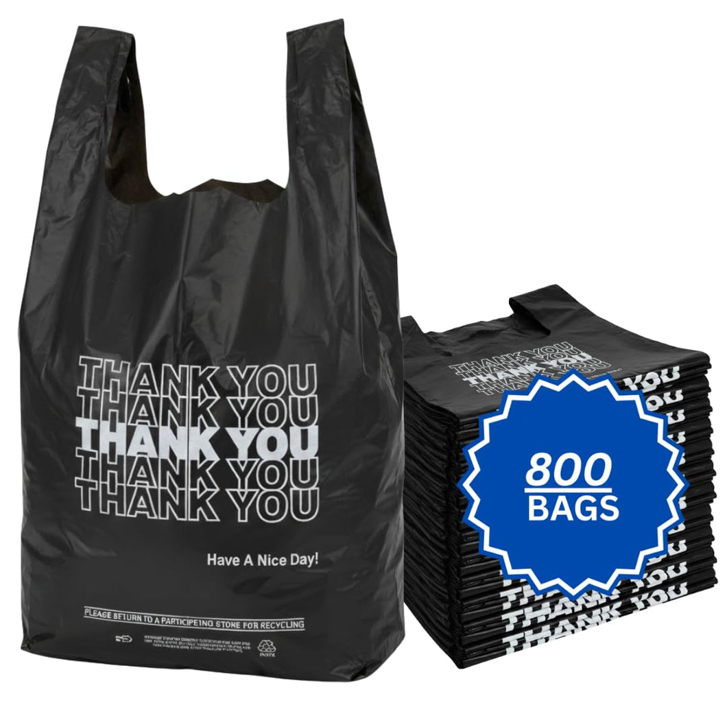 ASSUREPAK INC. - Easy Open - Black Printed HDPE T-Shirt Bags - 1/6 BBL 11.5