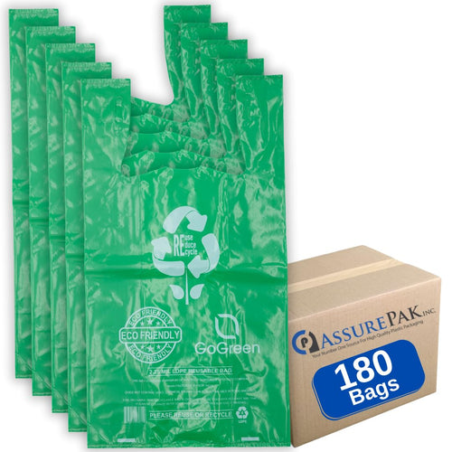 ASSUREPAK INC. - Green Reusable/Eco-Friendly LDPE T-Shirt - 16.5