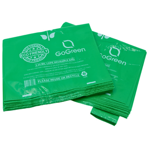 Green Reusable/Eco-Friendly LDPE T-Shirt - Jumbo 17"x8"x29" - 100 Bags - 57 Micron (2.25 mil) - Green - GRNLD40REC225REUSE1729 - AssurePak
