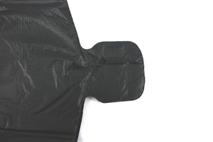 Easy Open - Black Unprinted HDPE T-Shirt Bags - 1/6 BBL 11.5"X6"X21" - 350 Bags - 22 microns - Black - 200HD25-EO - AssurePak