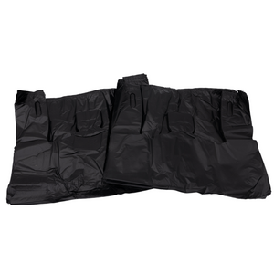 ASSUREPAK INC. - Black Unprinted HDPE T-Shirt Bags - 1/8 BBL 10"X5"X18" - 750 Bags - 16 microns - Black - 2007530