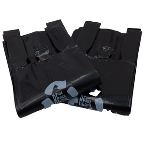 ASSUREPAK INC. - Black Reusable/Eco-Friendly LDPE T-Shirt - Single Bottle Bag 6"X4"X20" - 400 Bags - 57 Micron (2.25 mil) - Black - BLKLD40REC225REUSE6420