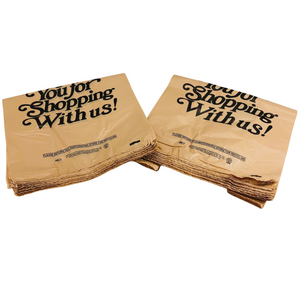 ASSUREPAK INC. - Beige Kraft Color Thank You HDPE T-Shirt Bags - 1/6 BBL 11.5"X6"X21" - 600 Bags - 18 microns - Beige - BGE161222-EO