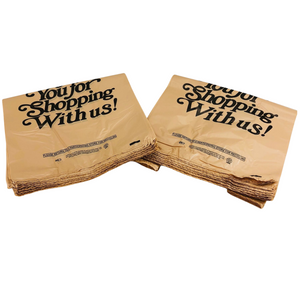 Beige Kraft Color Thank You HDPE T-Shirt Bags - 1/6 BBL 11.5"X6"X21" - 600 Bags - 18 microns - Beige - BGE161222-EO - AssurePak