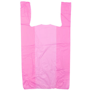 Easy Open - Colored Unprinted HDPE T-Shirt Bags - 1/6 BBL 11.5"X6"X21" - 1000 Bags - 13 microns - Pink - LOOP-PINK-EO - AssurePak