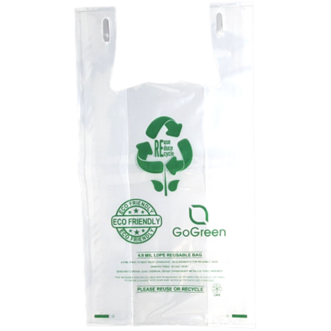 Aazon.co: White Reusable/Eco-Friendly LDPE T-Shirt - 1/6 BBL 11.5"X6.5"X21" - 200 Bags - 57