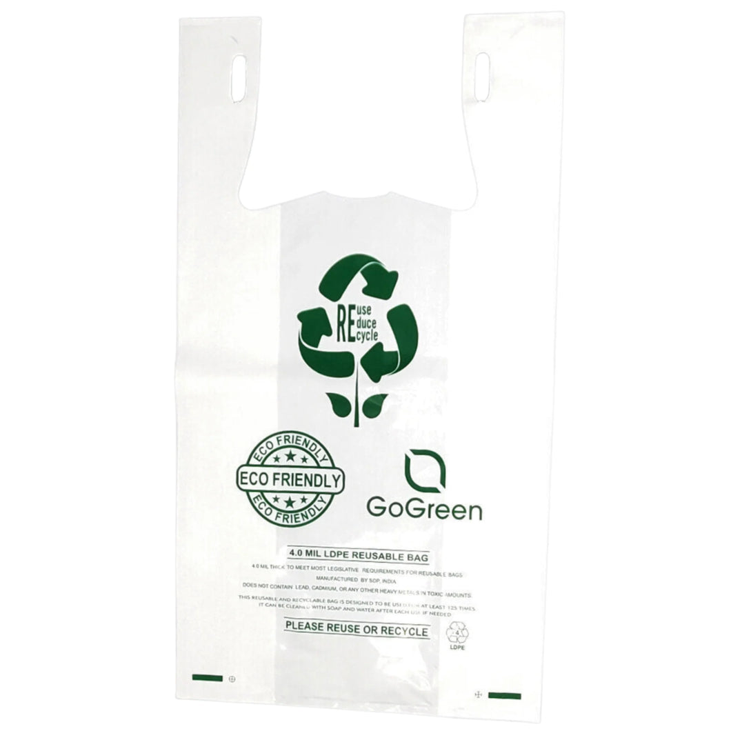ASSUREPAK INC. - White Reusable/Eco-Friendly LDPE T-Shirt - 1/6 BBL 11.5