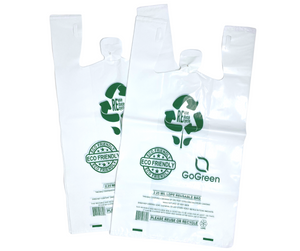 ASSUREPAK INC. - White Reusable/Eco-Friendly LDPE T-Shirt - 1/6 BBL 11.5"X6.5"X21" - 200 Bags - 57 Micron (2.25 mil) - White - WHLD40REC225REU1221