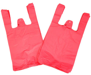 Colored Unprinted HDPE T-Shirt Bags - 1/10 BBL 8"X4"X15" - 1500 Bags - 14 microns - Pink - PINK8415110BBL - AssurePak