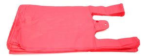 Colored Unprinted HDPE T-Shirt Bags - 1/10 BBL 8"X4"X15" - 1500 Bags - 14 microns - Pink - PINK8415110BBL - AssurePak