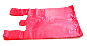 ASSUREPAK INC. - Colored Unprinted HDPE T-Shirt Bags - 1/6 BBL 11.5"X6"X21" - 1000 Bags - 13 microns - Red - LOOP-RED
