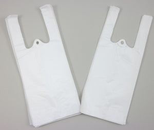 White Unprinted HDPE T-Shirt Bags - 4"x3"x10" - 2000 Bags - 12 microns - White - WHT4310TB - AssurePak